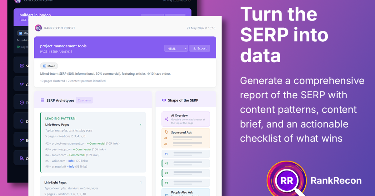 RankRecon - Turn the SERP into data
